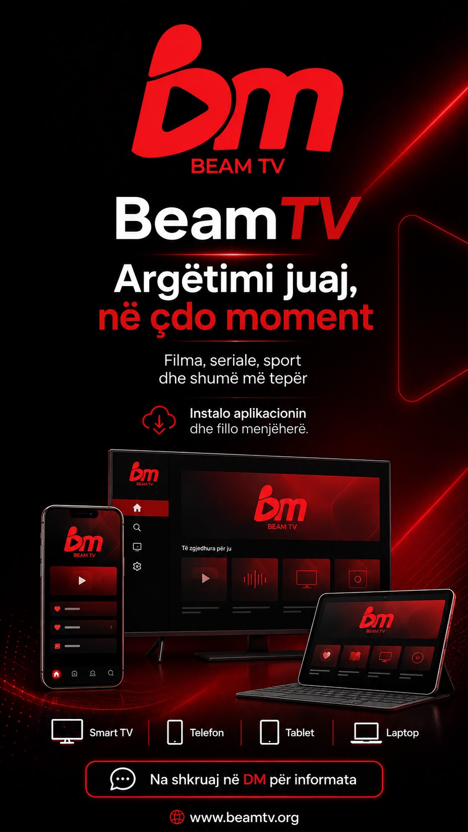 BeamTV në telefon, televizor dhe tablet